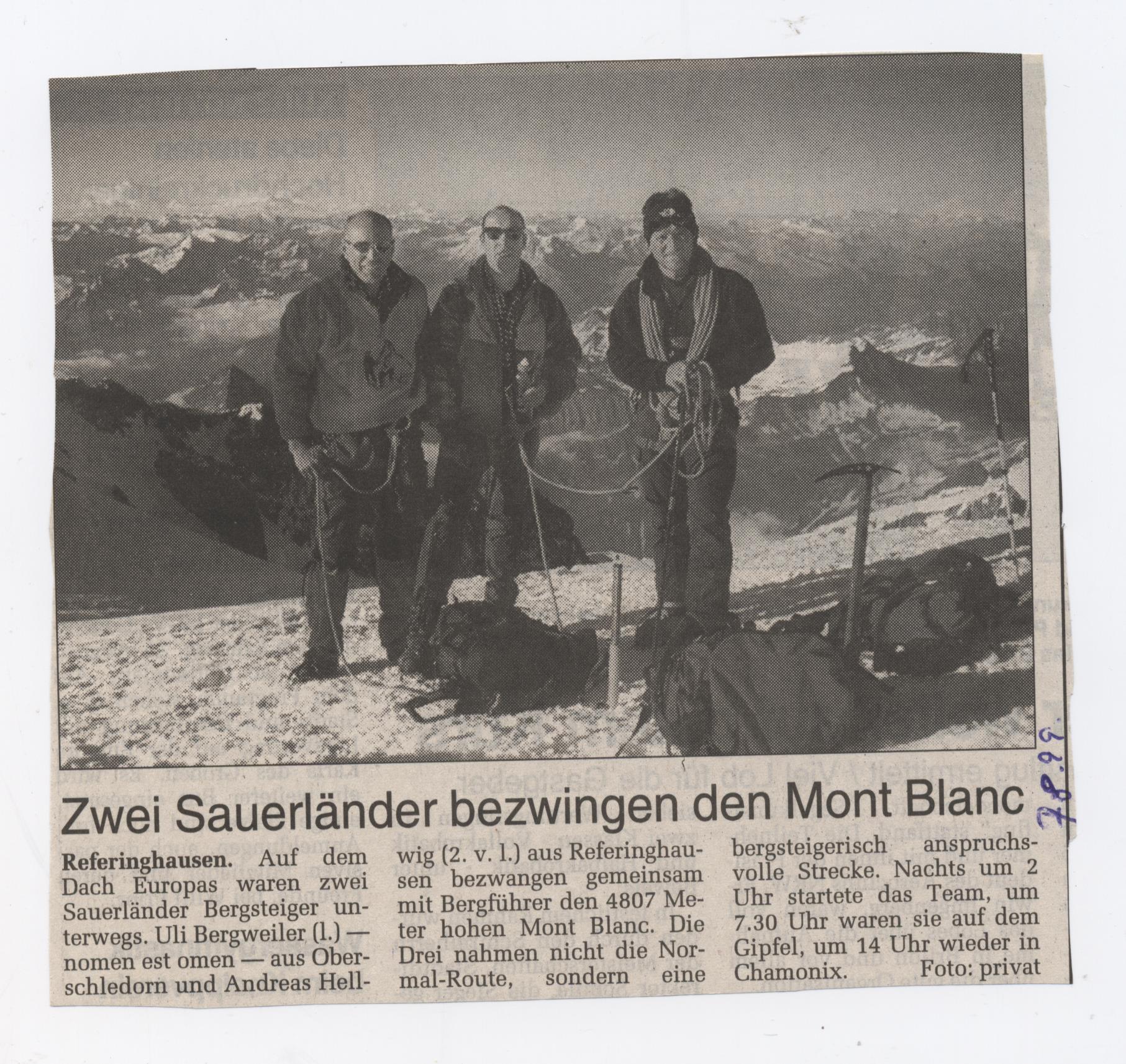 2 Sauerländer bezwingen den Mont Blanc