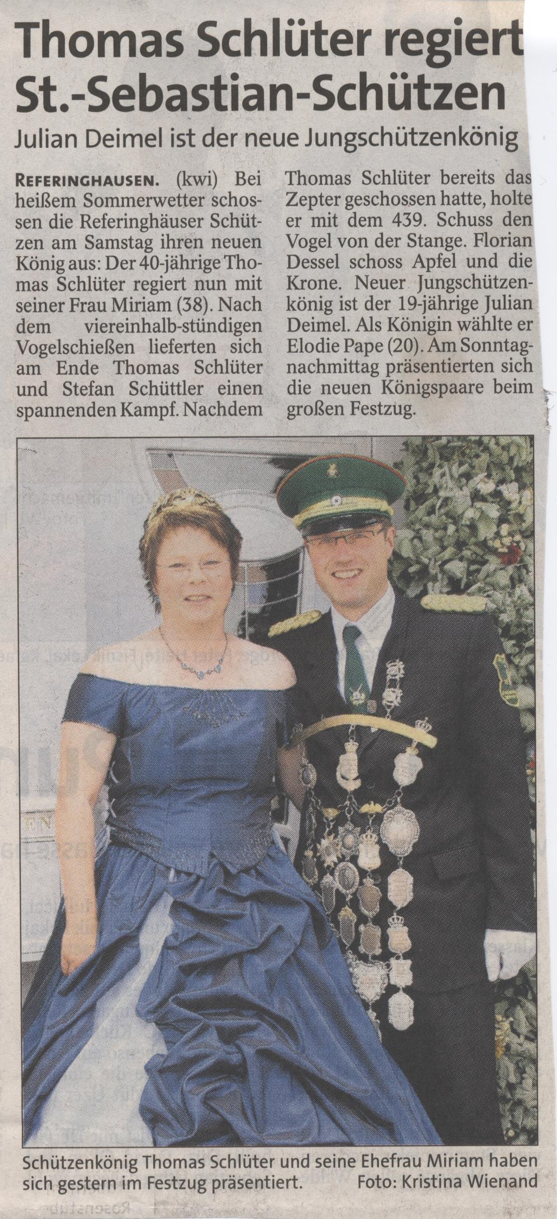 Schützenkönigspaar Thomas und Miriam Schlüter