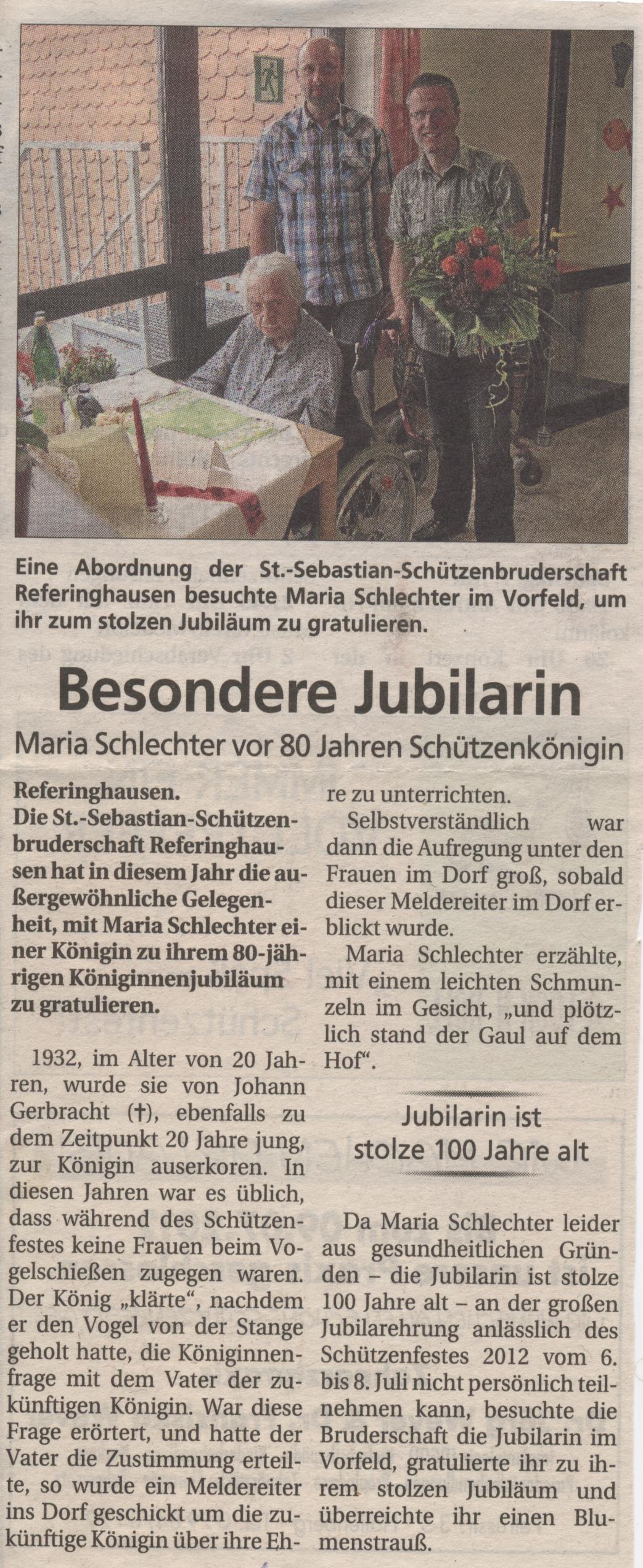 Maria  Schlechter- Besondere Jubilarin 